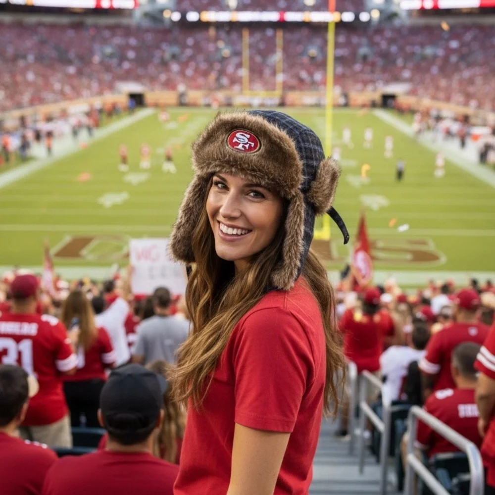 San Francisco 49ers Faux Fur Trapper Hat - Brown Plaid